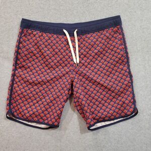 Fair Harbor Lined Stretch Geometric Swim Trunks Shorts Drawstring Men Size Small
